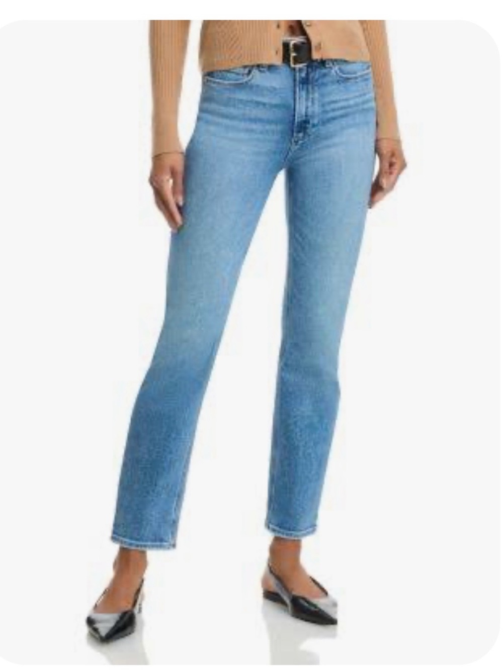 PAIGE Straight Leg Jeans in Light Blue Wash